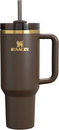 40 Oz Insulated Stainless Steel Tumbler – Chocolate Brown & Gold Finish, FlowState Lid, Limited Edition Drinkware | Stanley Quencher H2.0