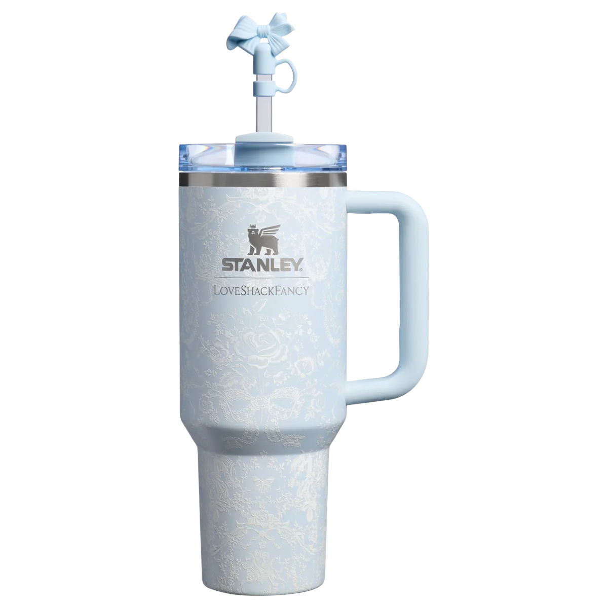 40 Oz Insulated Tumbler – Alpine Blue Floral Toile Design, Reusable Travel Cup with FlowState Lid | Stanley x LoveShackFancy