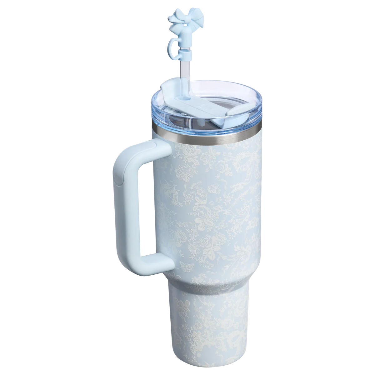 40 Oz Insulated Tumbler – Alpine Blue Floral Toile Design, Reusable Travel Cup with FlowState Lid | Stanley x LoveShackFancy