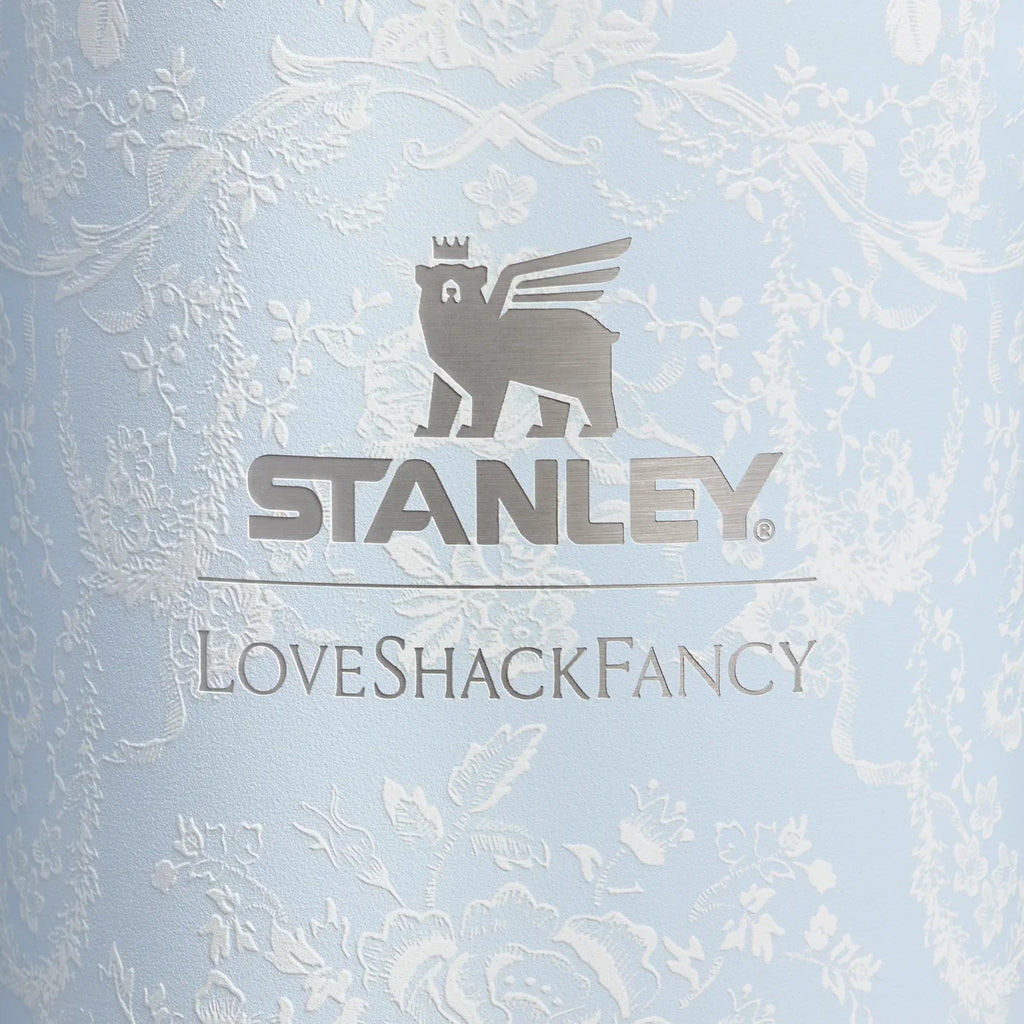 40 Oz Insulated Tumbler – Alpine Blue Floral Toile Design, Reusable Travel Cup with FlowState Lid | Stanley x LoveShackFancy