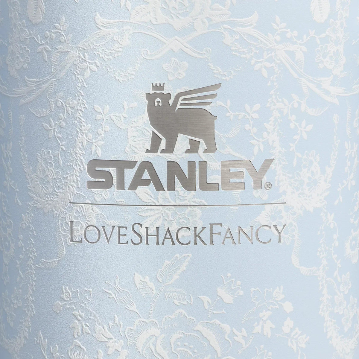 40 Oz Insulated Tumbler – Alpine Blue Floral Toile Design, Reusable Travel Cup with FlowState Lid | Stanley x LoveShackFancy