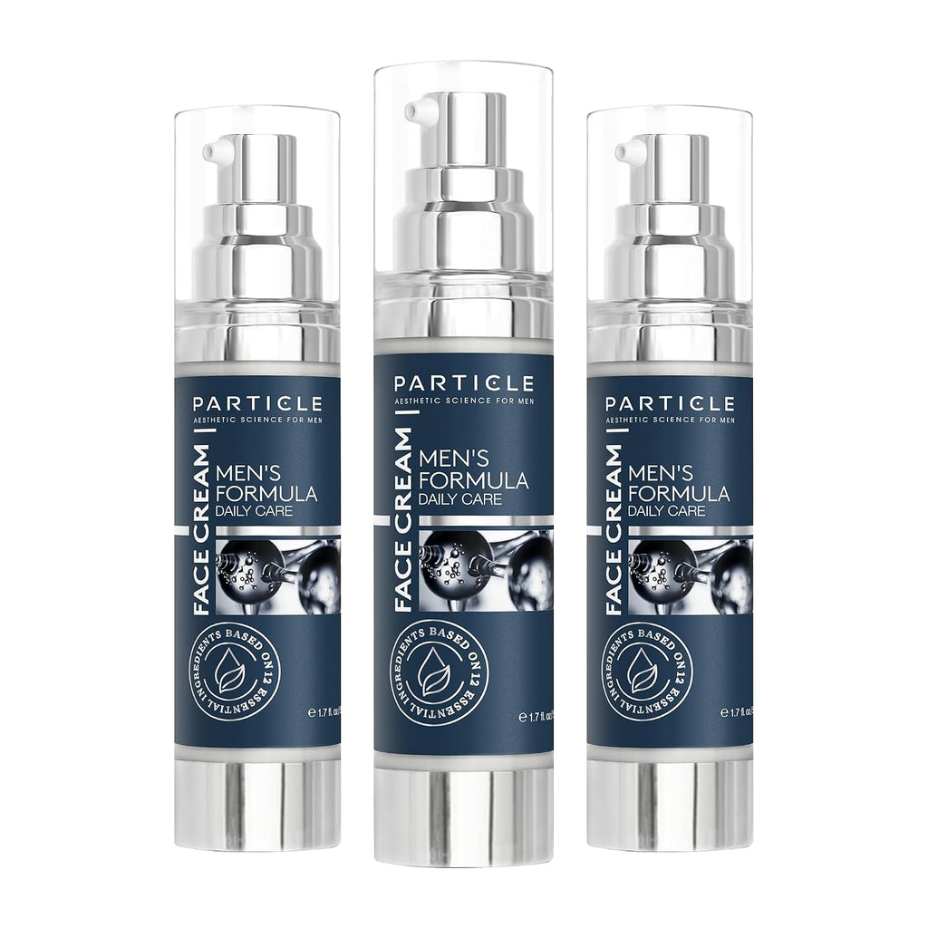 Men's Hydrating Face Cream 1.7 Fl Oz Pack of 3 – Daily Moisturizer with Vitamin C, E, Jojoba Oil & Hyaluronic Acid | Particle