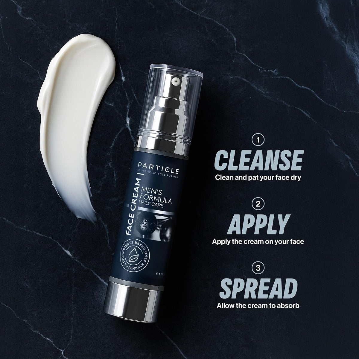 Men's Hydrating Face Cream 1.7 Fl Oz Pack of 3 – Daily Moisturizer with Vitamin C, E, Jojoba Oil & Hyaluronic Acid | Particle