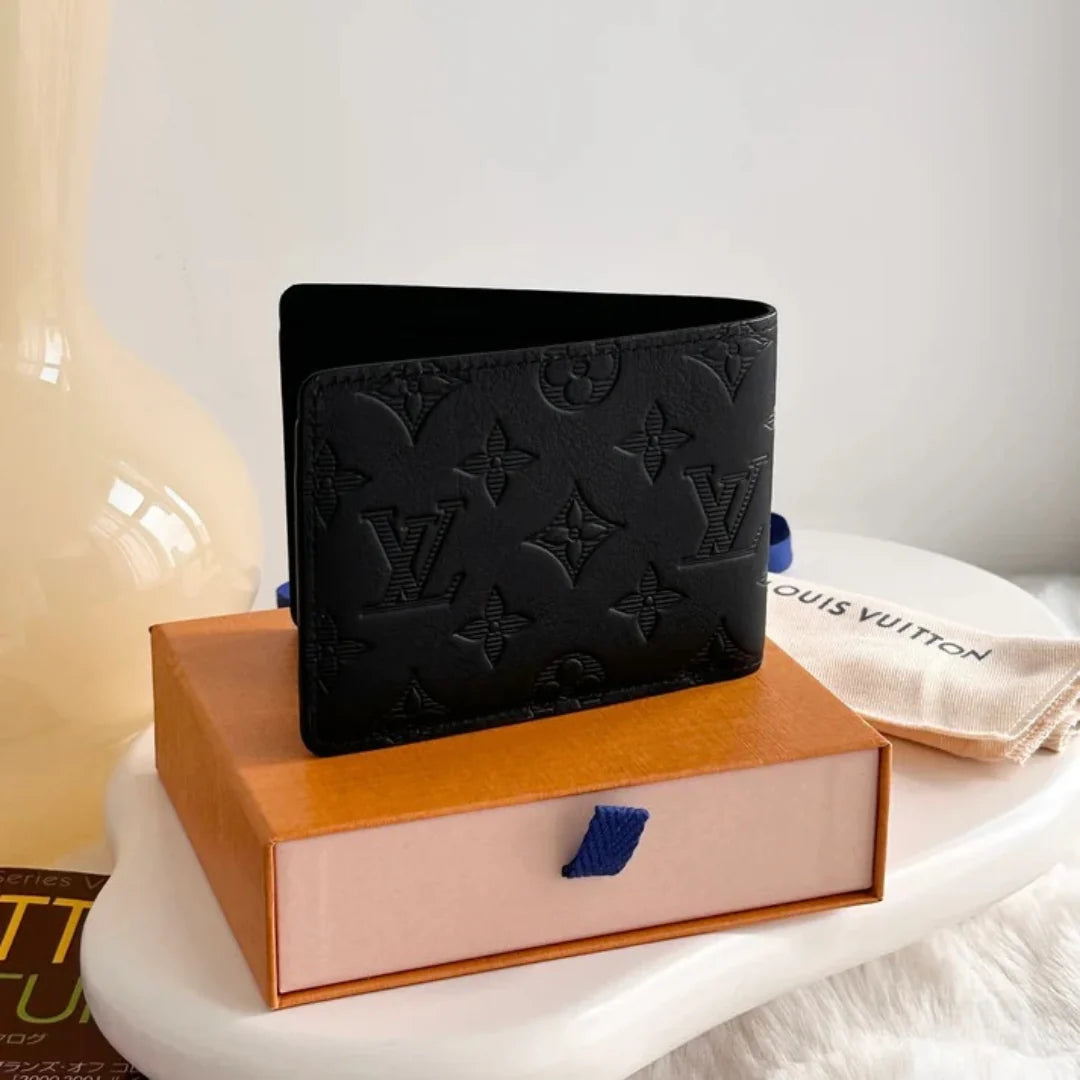 Men's Textured Black Bifold Wallet – Sleek Compact Card & Cash Holder for Everyday Use  Louis Vuitton