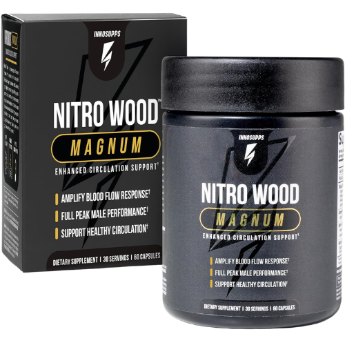 Nitro Wood Magnum - Nitric Oxide Booster for Men - Supports Blood Flow, Circulation & Male Performance - Beet Root & Citrulline Formula for Stamina, Endurance & Size - 60 Veg Capsules, 30 Servings