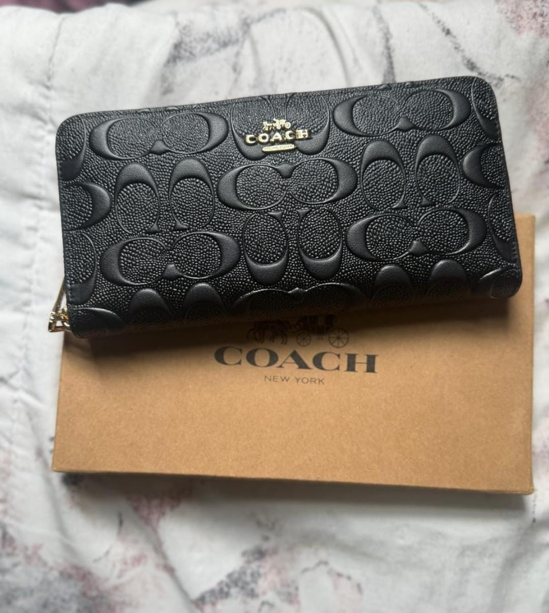 Women's Long Zip-Around Wallet – Debossed Signature Leather, Accordion Design, Elegant Card & Cash Organizer | COACH F53834