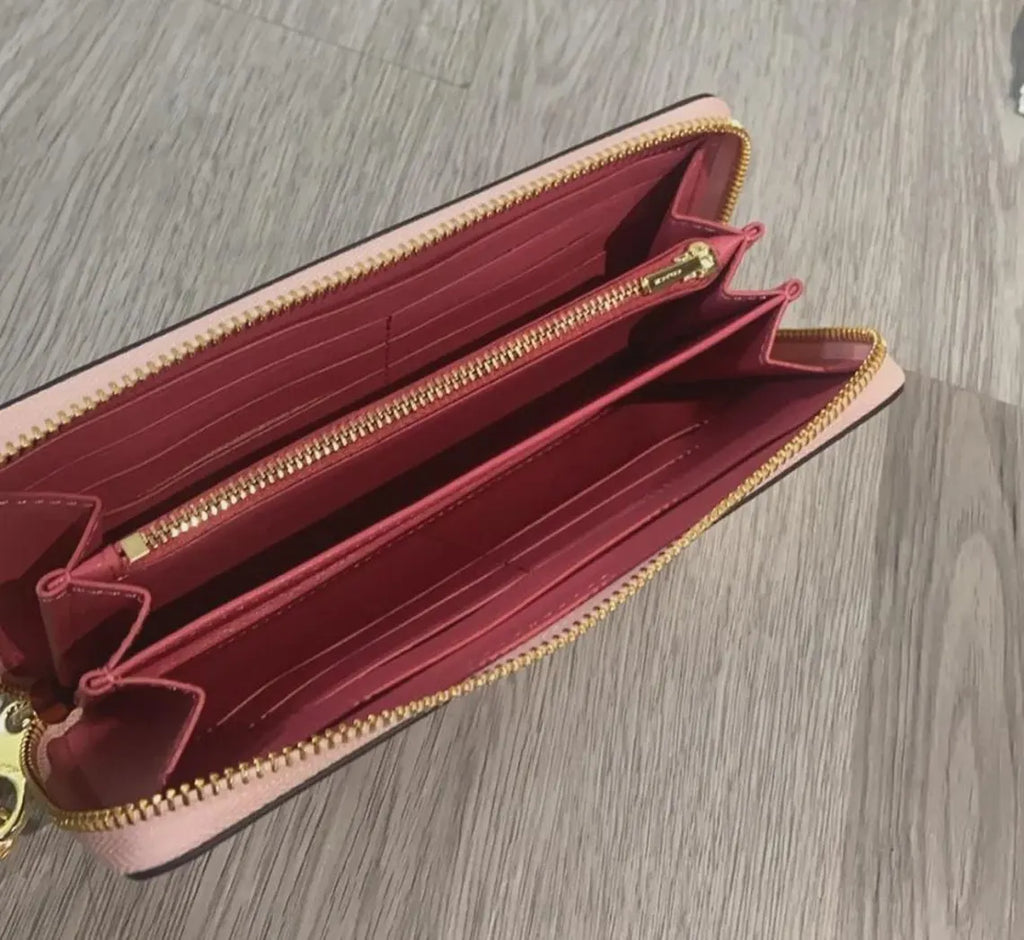 Women's Long Zip-Around Wallet – Powder Pink Signature Canvas, Elegant Card & Cash Organizer | COACH CW778