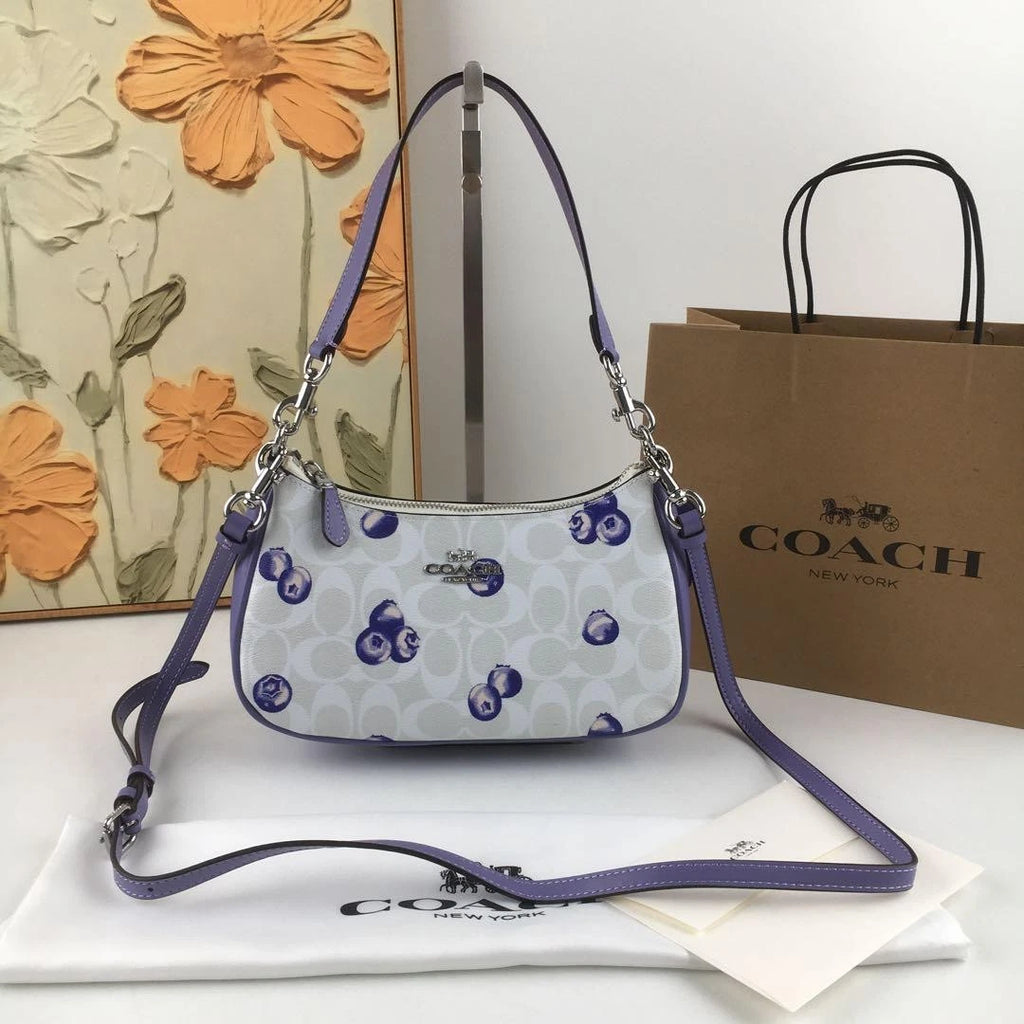 Women's Teri 2-Way Shoulder Bag – Signature Canvas with Blueberry Print, Versatile Everyday Handbag | COACH CR292