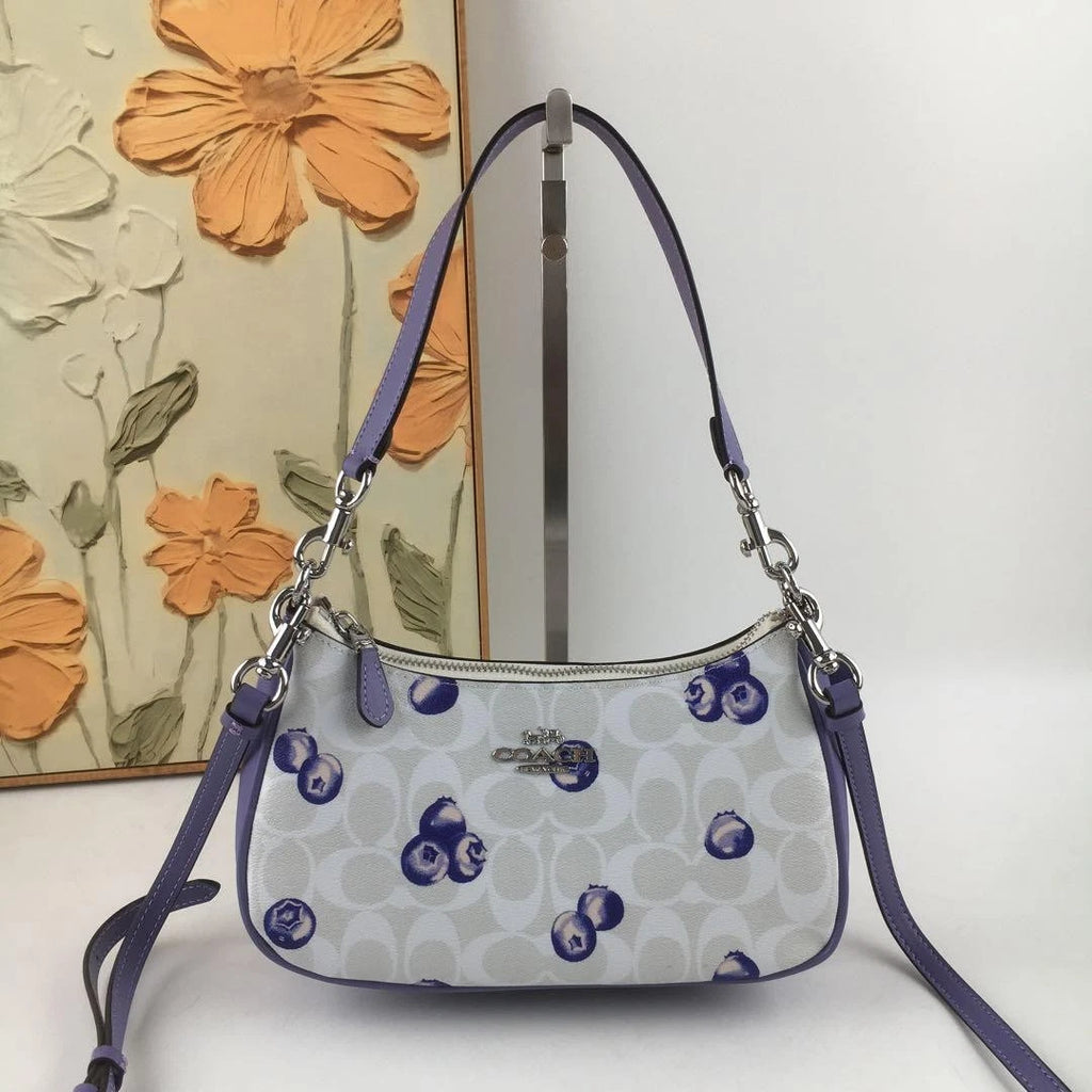 Women's Teri 2-Way Shoulder Bag – Signature Canvas with Blueberry Print, Versatile Everyday Handbag | COACH CR292