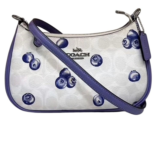 Women's Teri 2-Way Shoulder & Crossbody Bag – Blueberry Print Canvas, Stylish Everyday Handbag  COACH CR292