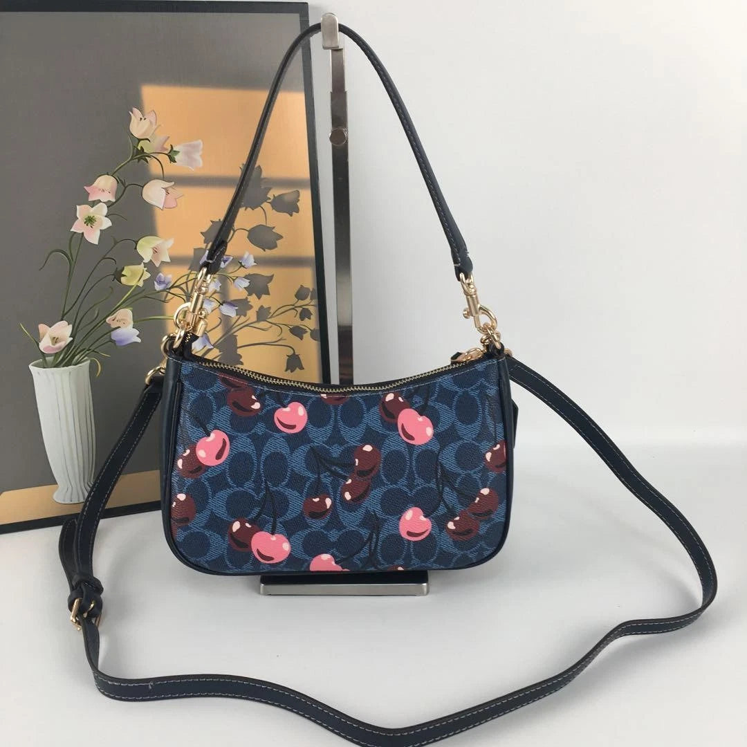 Women's Teri Shoulder & Crossbody Bag – Denim Signature Canvas with Cherry Print, Everyday Handbag | COACH CY694