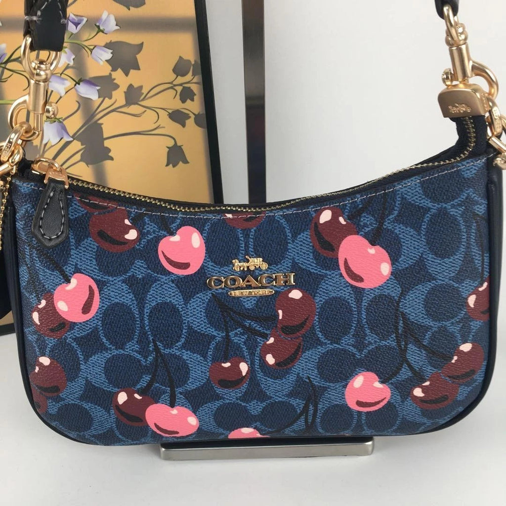 Women's Teri Shoulder & Crossbody Bag – Denim Signature Canvas with Cherry Print, Everyday Handbag | COACH CY694