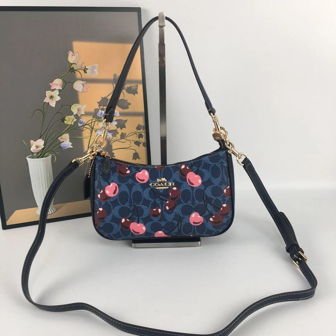 Women's Teri Shoulder & Crossbody Bag – Denim Signature Canvas with Cherry Print, Everyday Handbag | COACH CY694