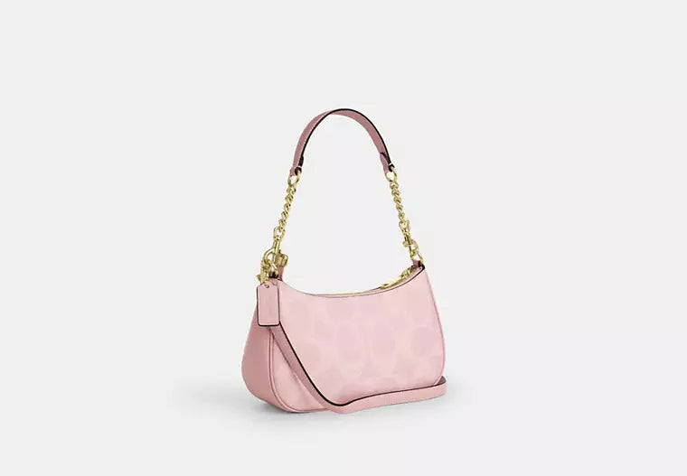 Women's Pink Shoulder Bag – Signature Canvas Everyday Handbag with Adjustable Strap | Coach Teri