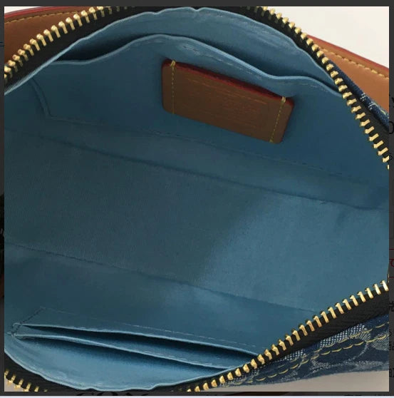 Women's Signature Denim Shoulder Bag – Blue Denim with Vachetta Leather Details, Everyday Crossbody Style | COACH Teri CAF82