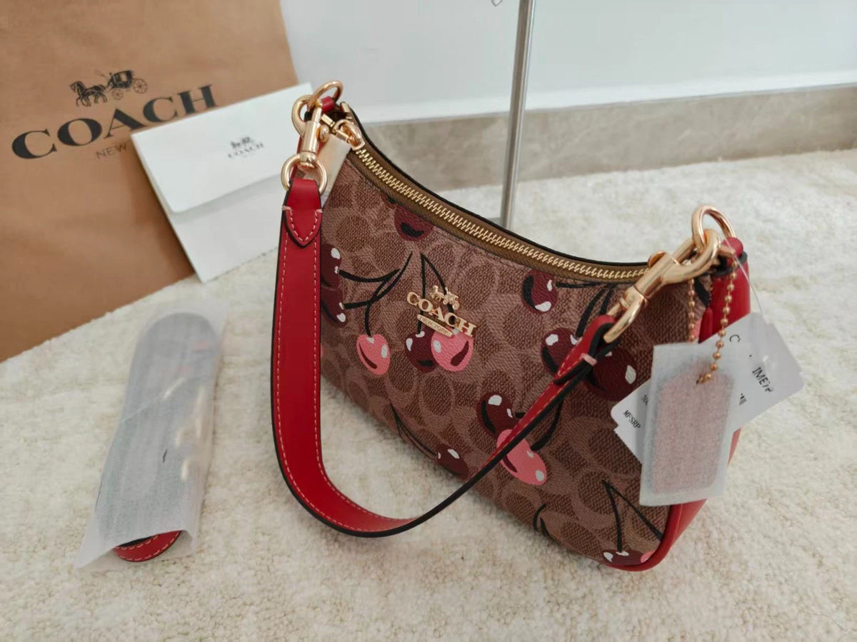 Women's Teri Shoulder Bag – Signature Canvas with Cherry Print, Stylish Everyday Handbag | COACH CY694